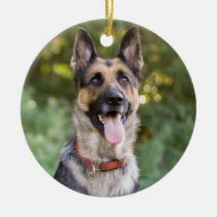 German Shepherd Puppy Dog Ceramic Tree Decoration