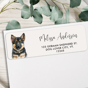 German Shepherd Puppy Dog Cute Return Address