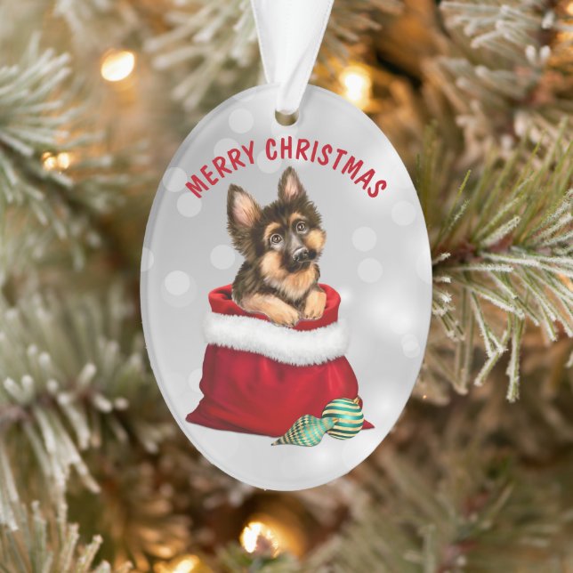 German Shepherd Puppy Dog Gift Surprise Ornament (Tree)