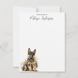 German Shepherd Puppy Dog Personalised Watercolor  Card