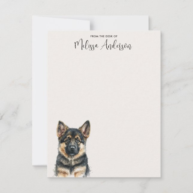 German Shepherd Puppy Dog Watercolor Personalised Card (Front)