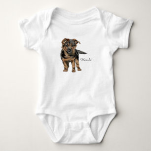 German Shepherd Puppy Drawing Baby Bodysuit