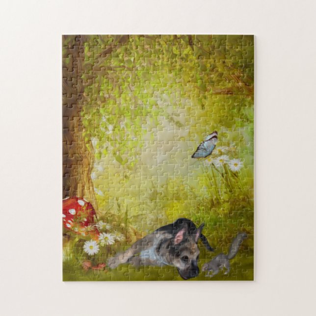 German Shepherd Puppy Fantasy Dog Art Jigsaw Puzzle (Vertical)
