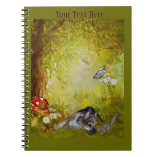 German Shepherd Puppy Fantasy Dog Art Notebook