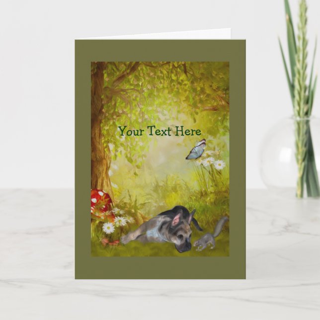 German Shepherd Puppy Fantasy Dog Photo Card (Front)