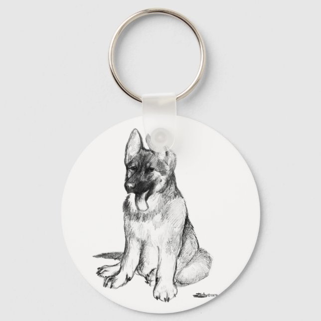 German Shepherd Puppy Key Ring (Front)