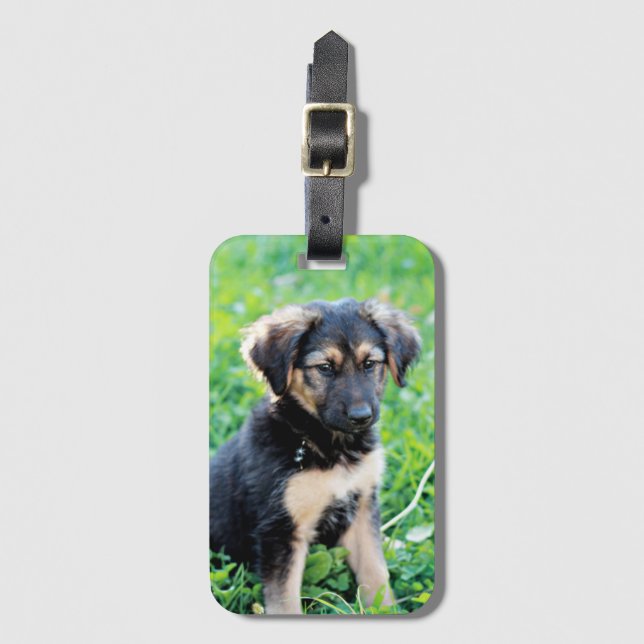 German Shepherd Puppy Luggage Tag (Front Vertical)