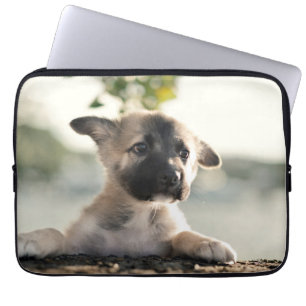 German Shepherd Puppy Over Ledge Laptop Sleeve