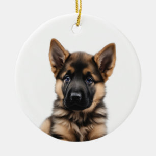 German Shepherd Puppy Return Address Labels Ceramic Tree Decoration