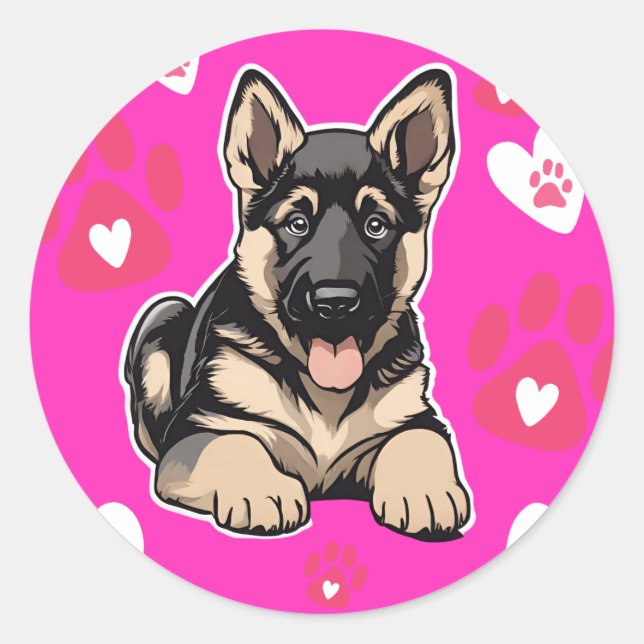 German Shepherd Puppy Stickers (Front)