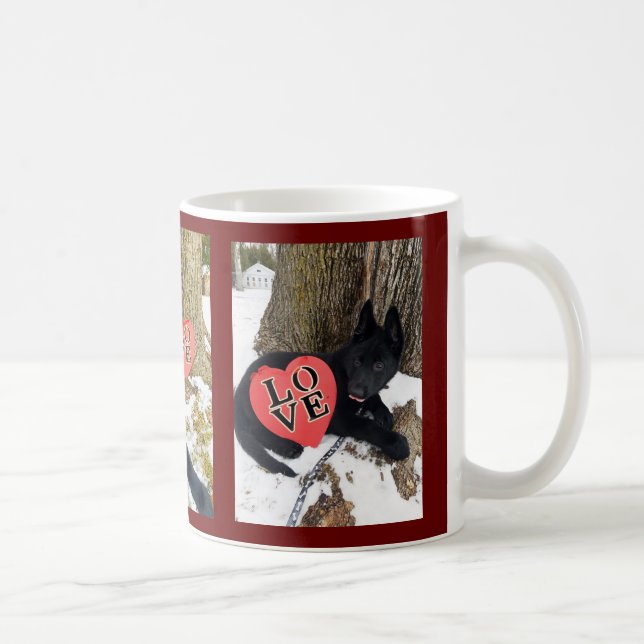 German Shepherd Puppy Valentine Love Rose Coffee Mug (Right)