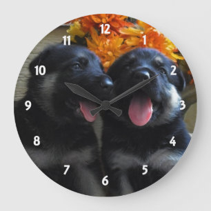 German Shepherd Puppy: Wall Clock