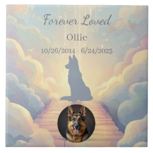 German Shepherd Rainbow Bridge Memorial Photo Tile