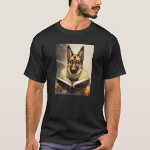 German Shepherd Reading Funny Dog Book Lover T-Shirt
