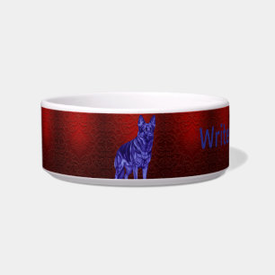 German Shepherd Red Damask Luxury Pet Bowl