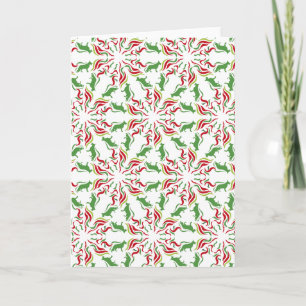 German Shepherd red green Holiday Card