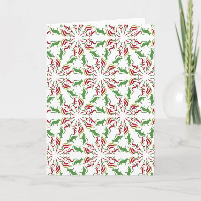 German Shepherd red green Holiday Card (Front)