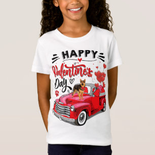 German Shepherd Red Truck Happy Valentine's Day Va T-Shirt