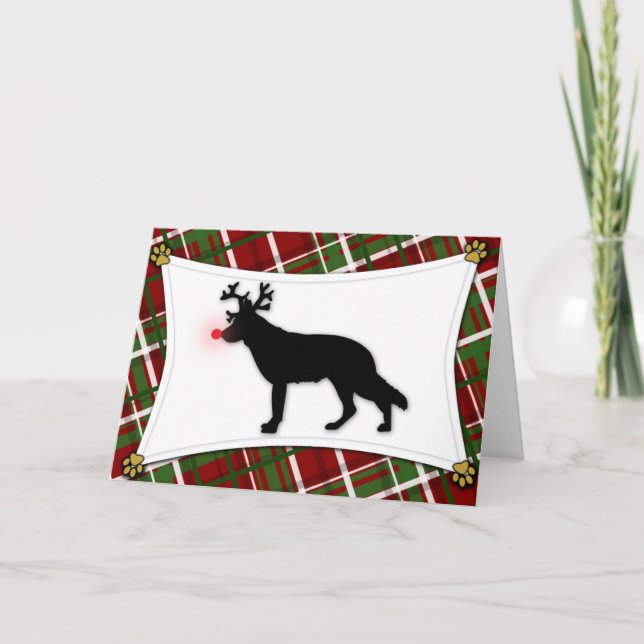 German Shepherd Reindeer Christmas Card (Front)