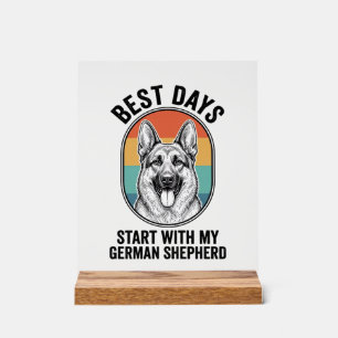 German Shepherd Retro Art Vintage Dog Lover Design Acrylic Sign