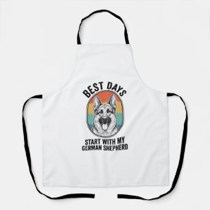 German Shepherd Retro Art Vintage Dog Lover Design Apron