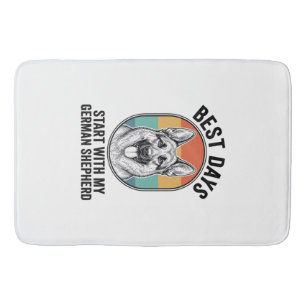 German Shepherd Retro Art Vintage Dog Lover Design Bath Mat