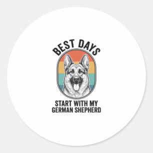 German Shepherd Retro Art Vintage Dog Lover Design Classic Round Sticker