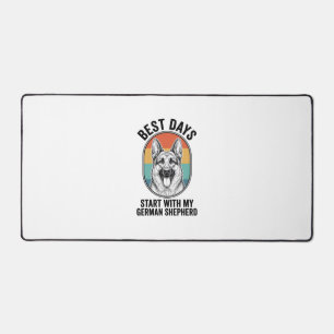 German Shepherd Retro Art Vintage Dog Lover Design Desk Mat