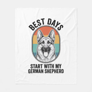 German Shepherd Retro Art Vintage Dog Lover Design Fleece Blanket