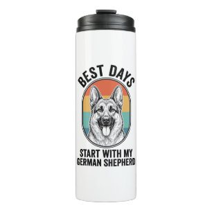 German Shepherd Retro Art Vintage Dog Lover Design Thermal Tumbler