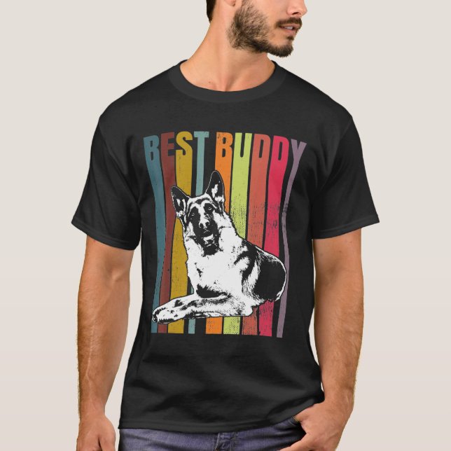 German Shepherd Retro Best Buddy  T-Shirt (Front)
