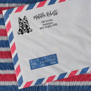 German Shepherd Return Address, Dog Breed  Rubber Stamp