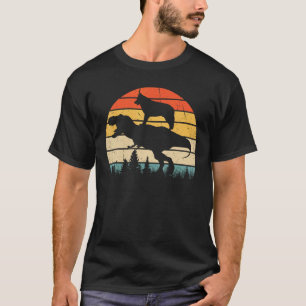 German Shepherd Riding Dinosaur Vintage Funny Dog T-Shirt