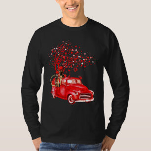German Shepherd Riding Red Truck Valentine Butterf T-Shirt
