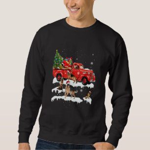 German Shepherd Riding Red Truck Xmas Merry Christ Sweatshirt