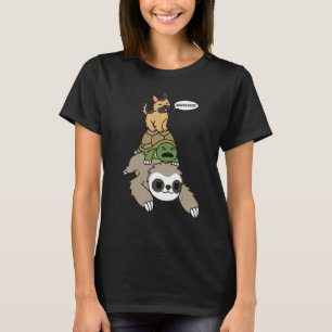 German Shepherd Riding Sloth Tortoise Dog T-Shirt