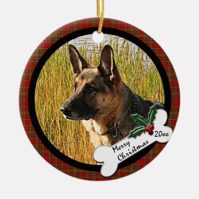 German Shepherd Round Christmas Ornament (Front)