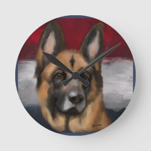 German Shepherd Round Clock