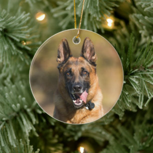 German Shepherd Running Ceramic Tree Decoration