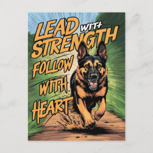 German Shepherd Running With Strength And Heart Postcard