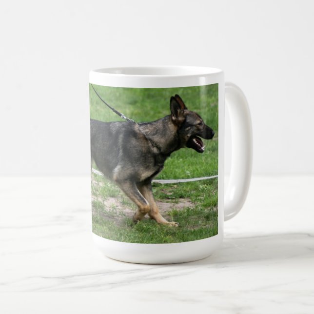 german shepherd sable walking coffee mug (Front Right)