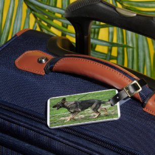 german shepherd sable walking luggage tag