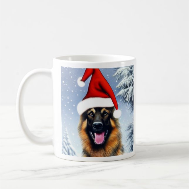 German Shepherd, Santa, Christmas  Coffee Mug (Left)