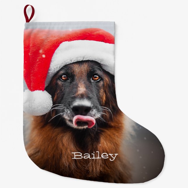 German Shepherd Santa Christmas Stocking (Front)