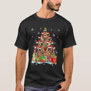 German Shepherd Santa Christmas Tree Lights Pajama T-Shirt