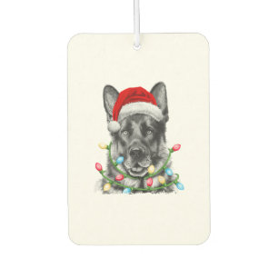 German Shepherd Santa Christmas Tree Lights Xmas B Car Air Freshener