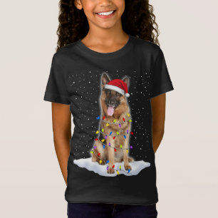 German shepherd Santa Christmas Tree Lights Xmas T-Shirt