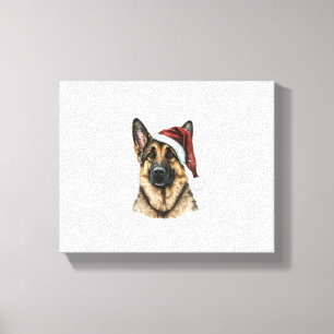 German Shepherd Santa Claus Dog Christmas Canvas Print