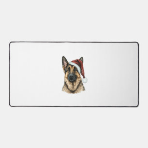 German Shepherd Santa Claus Dog Christmas Desk Mat