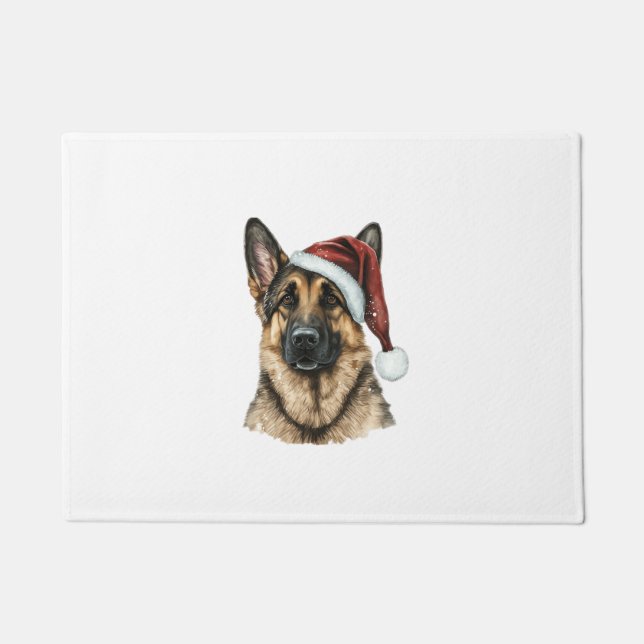 German Shepherd Santa Claus Dog Christmas  Doormat (Front)